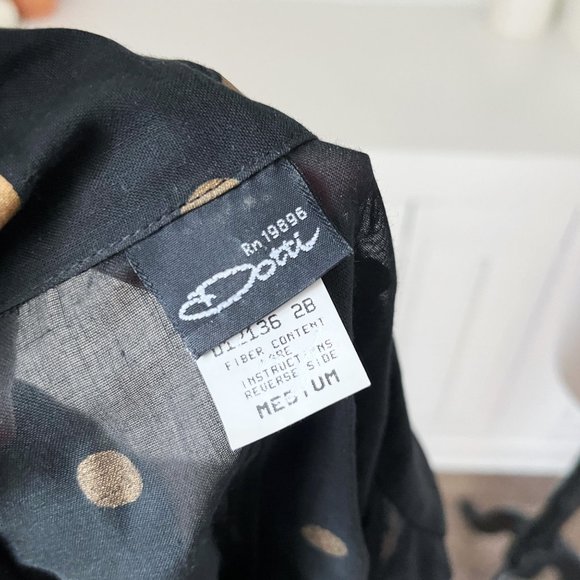 Vintage Dotti | Black Gold Polka Dot Oversized Blouse Tunic Dress | M - Picture 9 of 11